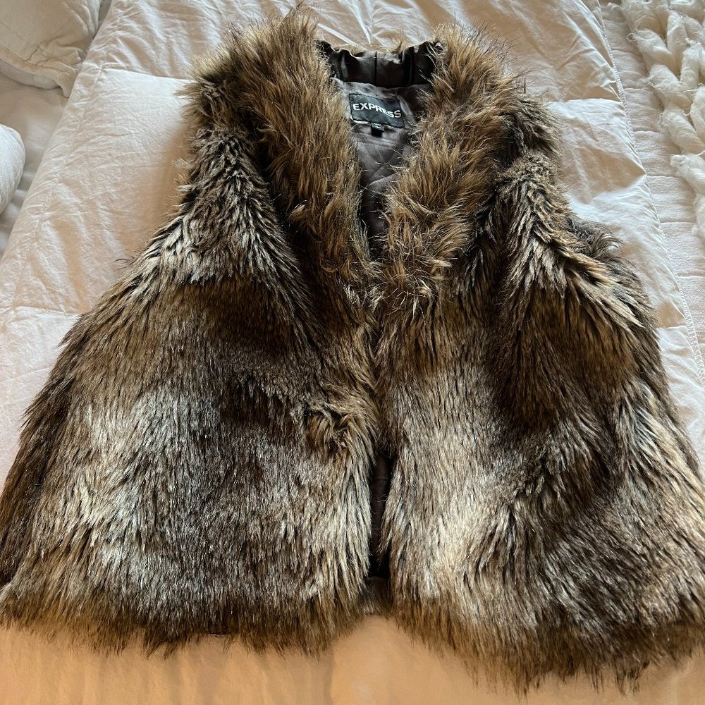 Express Faux Fur Vest- Size L